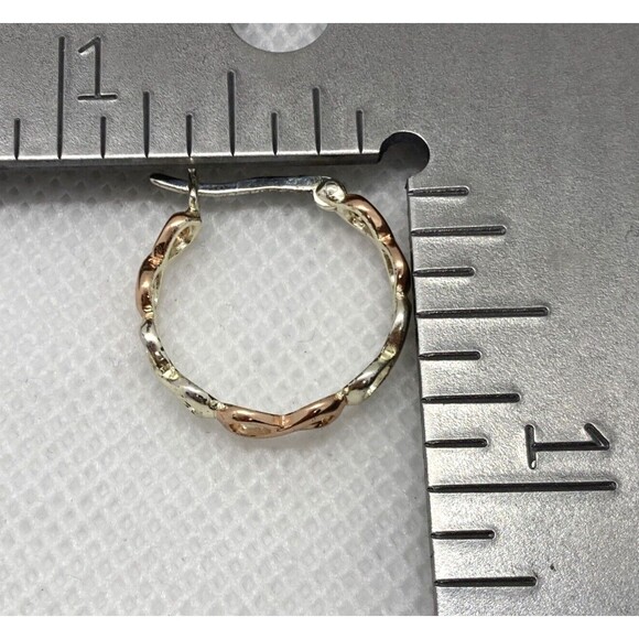 Vintage IBB Hoop Earrings Two Tone Infinity Sterling 925 Silver 0.75''‎ Dainty - Picture 8 of 9